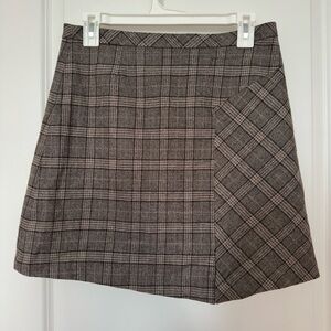 Banana republic tan asymmetric Plaid Women's wool skirt